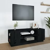 Szafki RTV - Lumarko Szafka pod TV, czarna, 110x35x40,5 cm, lite drewno sosnowe - miniaturka - grafika 1