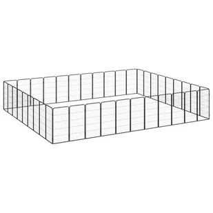 vidaXL Kojec dla psa, 40 paneli, czarny, 50x100 cm, stal - Sprzęt podróżny i transportery dla psów - miniaturka - grafika 1