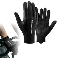 Rękawiczki rowerowe - RĘKAWICZKI ROWEROWE DŁUGIE LETNIE NA ROWER CZARNE UNISEX ROCKBROS M - miniaturka - grafika 1