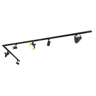 Lampy sufitowe - QAZQA 1-fazowy system szynowy z 6 regulowanymi reflektorami w kolorze czarnym - Magnax Jeana - miniaturka - grafika 1