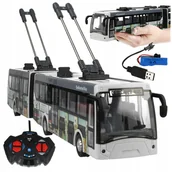 Zabawki zdalnie sterowane - Autobus Miejski Duży Przegubowy Trolejbus Zdalnie Sterowany RC Światła LED - miniaturka - grafika 1
