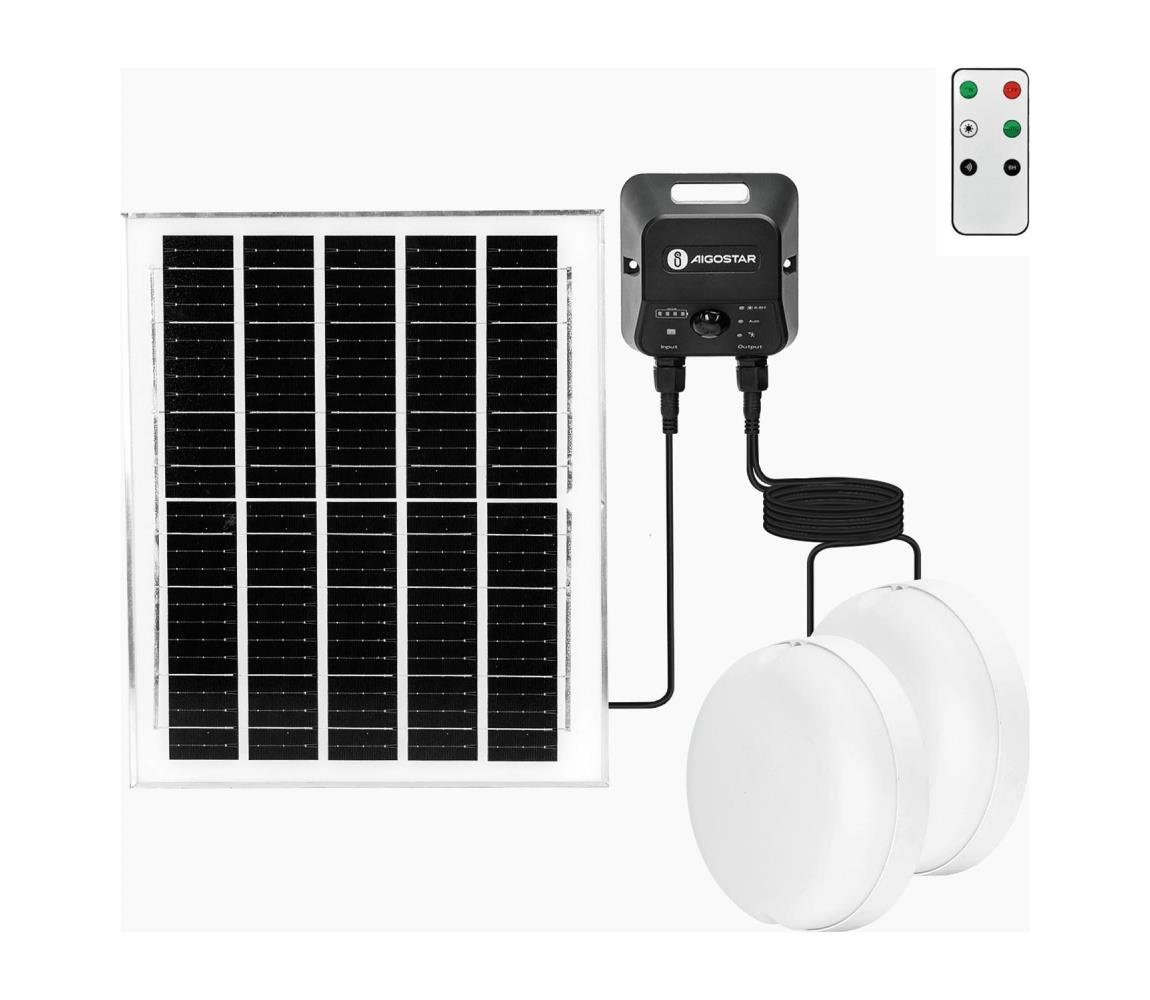 Aigostar - ZESTAW 2x solarna lampa sufitowa LED/3,7V 12000 mAh IP65 + pilot