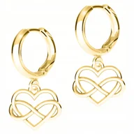 Kolczyki - Złote Kolczyki Serca Serduszka Nieskończoność z Serduszkiem SREBRO 925 - miniaturka - grafika 1