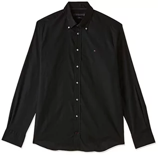 Sukienki - Tommy Hilfiger Męska sukienka koszulowa CL Flex OXF RF, czarna, 15,5, Czarny, 38 - grafika 1