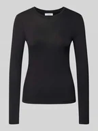 Bluzki damskie - Bluzka z długim rękawem o kroju slim z czystej bawełny - miniaturka - grafika 1