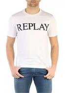 Koszulki męskie - Replay T-shirt męski, Optical White 001, L - miniaturka - grafika 1