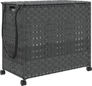 vidaXL Kosz na pranie z kółkami Szary 66x35x60 cm Rattan - Kosze na bieliznę - miniaturka - grafika 1