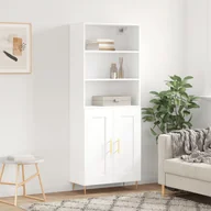 Szafki nocne - vidaXL Witrynka, biała, 69,5x34x180 cm, materiał drewnopochodny - miniaturka - grafika 1