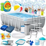 Baseny ogrodowe - Basen ogrodowy stelażowy 300 x 175 x 80 cm 18w1 INTEX 26784 + maszyna do baniek GRATIS - miniaturka - grafika 1