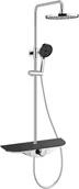 Zestawy prysznicowe - Mexen Exxo zestaw prysznicowy natynkowy z deszczownicą i baterią, chrom/czarny - 78113-71 - miniaturka - grafika 1