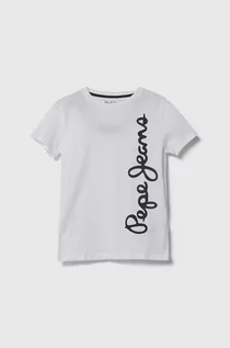 Koszulki dla chłopców - Pepe Jeans t-shirt bawełniany dziecięcy WALDO kolor biały z nadrukiem - grafika 1
