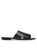 Klapki i japonki damskie - Calvin Klein Klapki Flat Slide - Lth 2 Straps HW0HW02365 Czarny - miniaturka - grafika 1