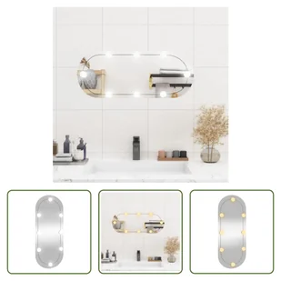 The Living Store Lustro ścienne z oświetleniem LED 30x70 cm szklane owalne - Lustra - miniaturka - grafika 1