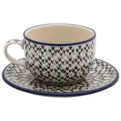 Filiżanki - FILIŻANKA do herbaty kawy 200 ml ze spodkiem - Ceramika Artystyczna Bolesławiec - miniaturka - grafika 1