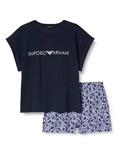 Spodenki damskie - Emporio Armani bawełniany zestaw piżamowy z nadrukiem dla kobiet szorty piżamowe, Granatowy/kaszmirowy nadruk, XS - grafika 1