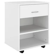 Komody - vidaXL Szafka na kółkach biała 46x36x59 cm płyta wiórowa 808467 - miniaturka - grafika 1