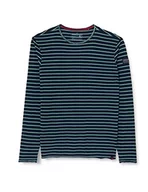 Koszulki męskie - Timezone Męski T-shirt z długim rękawem, niebieski zielony pasek, S - miniaturka - grafika 1