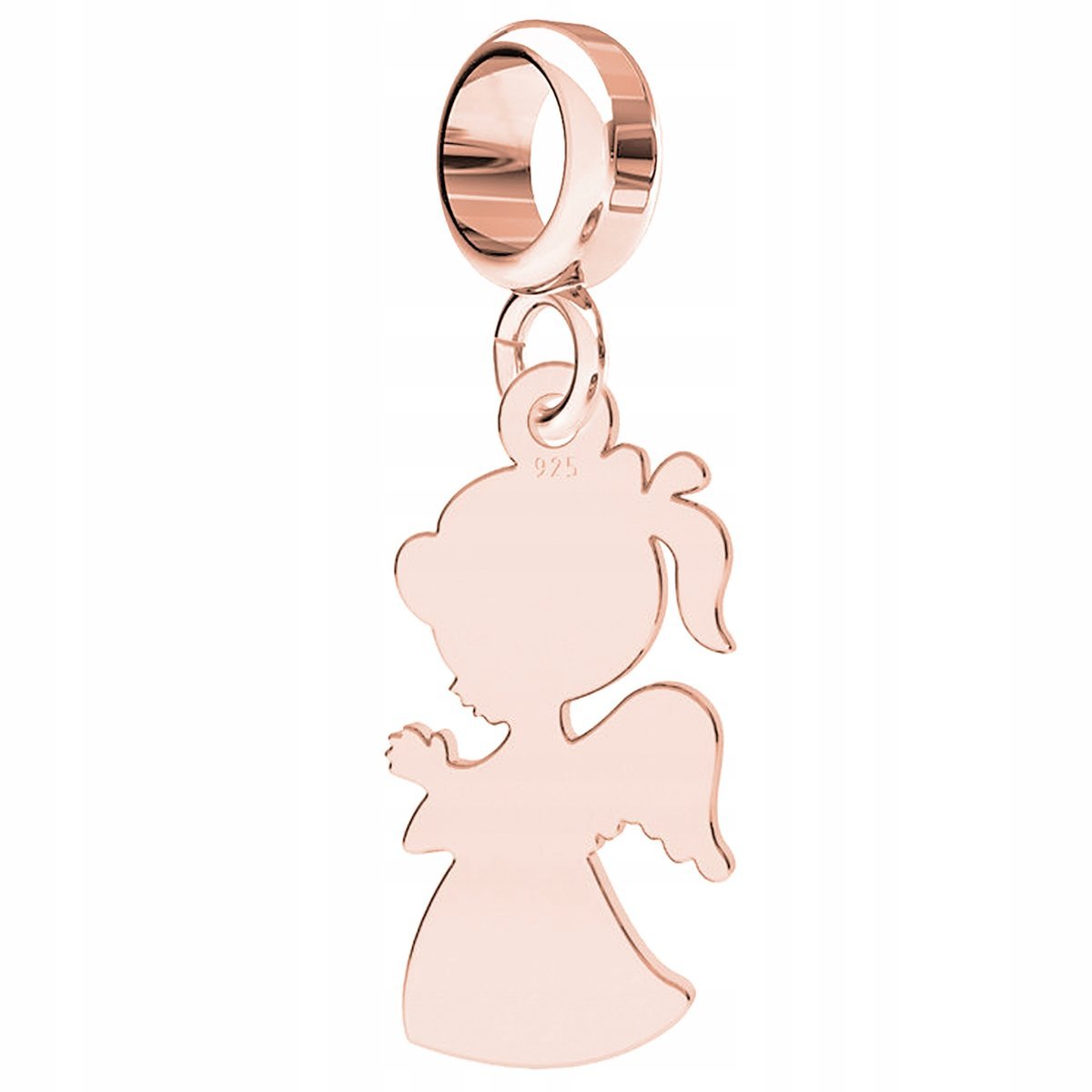 Charms Pozłacany Anioł Dziewczynka Blaszka z Aniołem Stróżem SREBRO 925