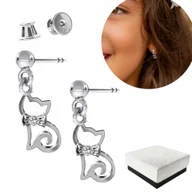 Biżuteria dla dzieci - Kolczyki Kotki dla Dziewczynki Kolczyki dla Dziecka Kot Kotek Srebro 925 - miniaturka - grafika 1