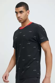 Koszulki męskie - HUGO t-shirt lounge bawełniany kolor czarny wzorzysty - Hugo - grafika 1