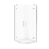 Kabiny prysznicowe - Kabina prysznicowa Cersanit Jota 90x90x195 półokrągła chrom transparentne z brodzikiem tako slim 4cm biały mat S601-447 - miniaturka - grafika 1