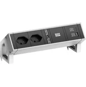 Listwy zasilające - BACHMANN DESK2 2xCH 1xUSB A/C 22W, 0,2m GST18 INOX Szwajcaria - miniaturka - grafika 1