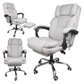 Fotele i krzesła biurowe - Fotel biurowy obrotowy MASTER z podnóżkiem i masażerem - szary MATERIAŁ KO32SZ - miniaturka - grafika 1