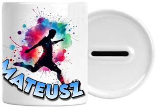 Skarbonka Piłka Nożna Z Napisem Nadrukiem Prezent Urodziny Zatyczka Na Dole - Skarbonki - miniaturka - grafika 1