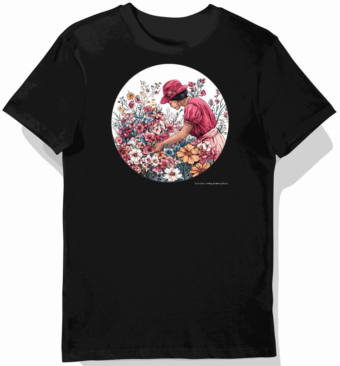 Koszulka męska czarna z motywem ogrodnika z kwiatami XL