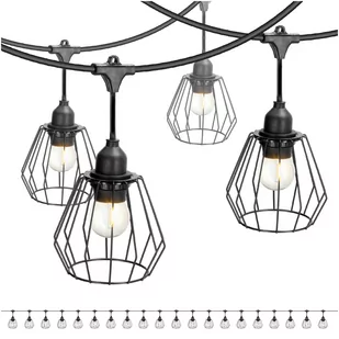 ZESTAW CRETE Girlanda ogrodowa 20m + kabel 5m + 20x klosz czarny D1 - Lampy ogrodowe - miniaturka - grafika 1
