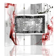 Parawany - Parawan dwustronny obrotowy FEEBY, Abstrakcja Beżowy Czerwony 180x170 - miniaturka - grafika 1