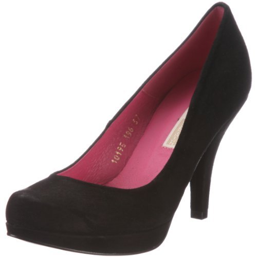 Buffalo London Damskie czółenka 10195-196 KID SUEDE BLACK 01, czarny - Czarny Czarny 01-36 EU