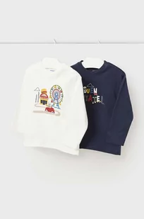 Mayoral longsleeve bawełniany niemowlęcy 2-pack kolor granatowy z nadrukiem - Bluzki dla niemowląt - miniaturka - grafika 1