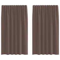 Zasłony - vidaXL Zasłony woalowe z kieszeniami na drążek 2 szt. Brązowe - miniaturka - grafika 1