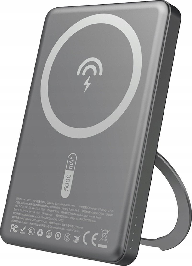 Dudao K28S 20W PD 5000mAh z MagSafe i podstawką - szary