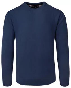 Sweter Bawełniany - Bartex - Granatowy z Okrągłym Dekoltem - Swetry męskie - miniaturka - grafika 1
