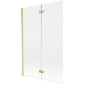 Parawany nawannowe - Mexen Mist parawan nawannowy 2-skrzydłowy lewy 120 x 150 cm, transparent, złoty szczotkowany - 8A9-120-002-55-00-L - miniaturka - grafika 1