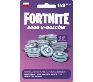 Doładowanie Fortnite 5000 V-dolców Obecnie dostępne tylko w sklepach stacjonarnych RTV EURO AGD - Startery i doładowania - miniaturka - grafika 1