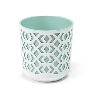 Donice - Pigmejka DONICA OSŁONKA AZTEK BIAŁY/MIĘTA 14x14 cm H:15cm - miniaturka - grafika 1