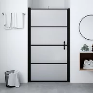Kabiny prysznicowe - vidaXL Drzwi prysznicowe, hartowane szkło mrożone, 81 x 195 cm, czarne - miniaturka - grafika 1