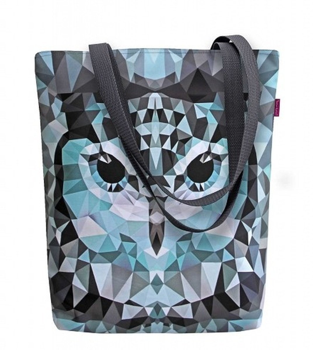 Torebka płócienna Sunny, nadruk Sowa Brygida – shopperka damska, wodoodporna, zamek, mieści A4, udźwig do 10 kg, polska produkcja, ARCO Design