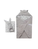 Otulacze - Adamex Otulacz dziecięcy Miu-Mio z poduszką i maskotką Szary zebra - miniaturka - grafika 1