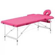Stoły i łóżka do masażu - VidaXL Składany stół do masażu, 2 strefy, aluminiowy, różowy - miniaturka - grafika 1