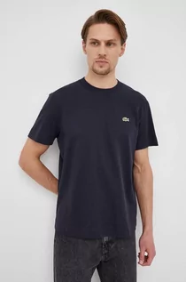 Koszulki męskie - Lacoste t-shirt męski kolor granatowy gładki - grafika 1