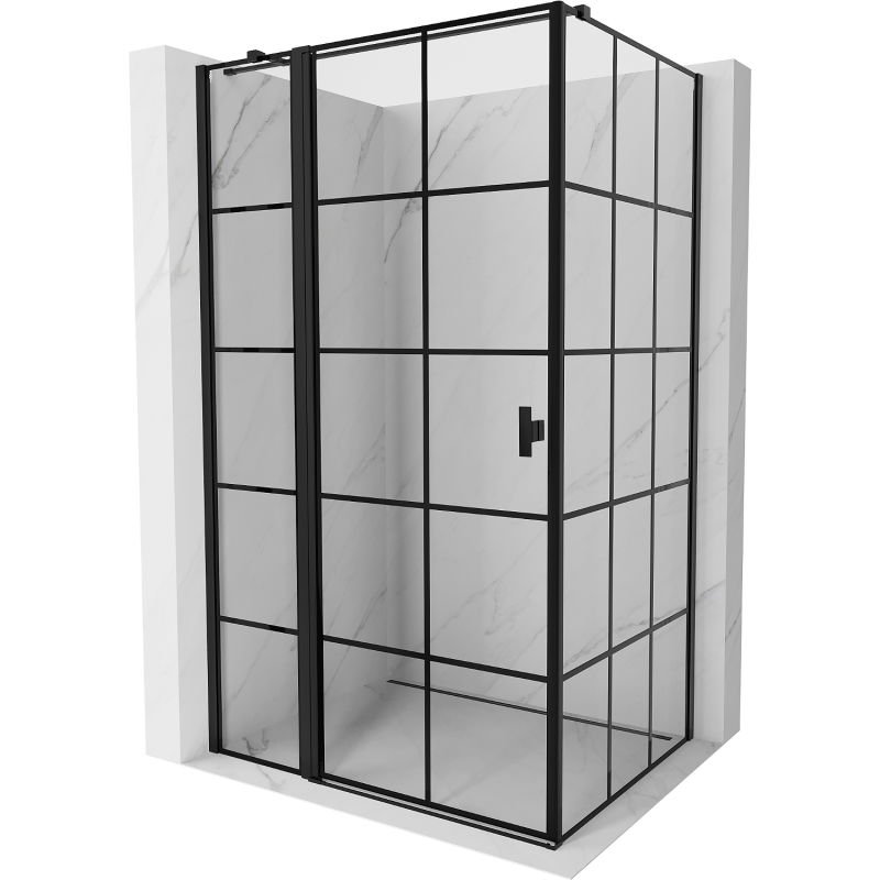 Mexen Mist T kabina prysznicowa uchylna lewa 85 x 70 cm, czarna kratka, czarna - 8A4T-085-070-70-77-L