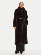 Płaszcze damskie - PINKO Futro COMORE 103824 A1ZM M28 Brązowy Regular Fit - miniaturka - grafika 1