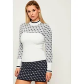 Swetry damskie - GUESS Półgolf AUBREY | Slim Fit | z dodatkiem wełny - miniaturka - grafika 1