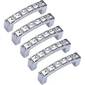 Zawiasy, okucia i inne akcesoria - Przezroczyste uchwyty do szafek z kryształkami do komód, garderoby, szafek i kuchni (rozstaw otworów: 5) - miniaturka - grafika 1