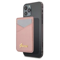 Szkła hartowane na telefon - Guess Wallet Card Slot GUWMSSASLPIMagSafe Saffiano różowy/pink - miniaturka - grafika 1