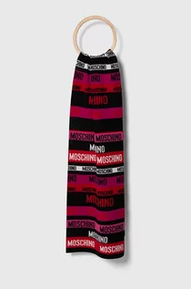 Apaszki i szaliki damskie - Moschino szalik wełniany kolor fioletowy wzorzysty - grafika 1